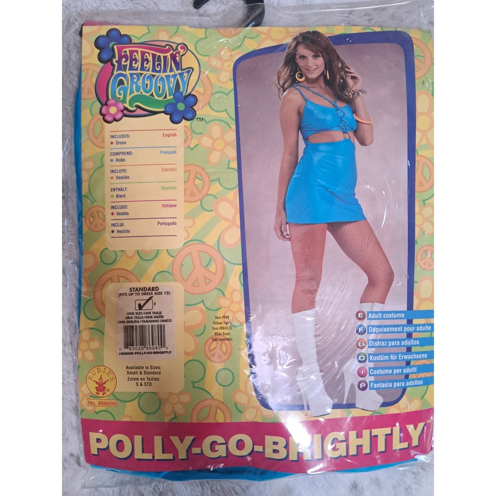Rubies Feelin Groovy Polly-Go-Brightly Blue Retro Hippie Costume Dress One Size